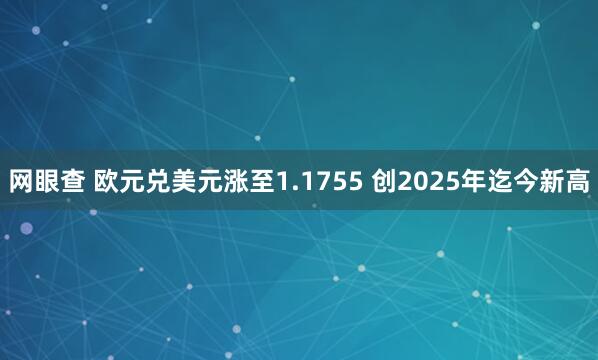 网眼查 欧元兑美元涨至1.1755 创2025年迄今新高